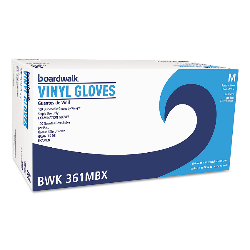 Boardwalk&reg; Exam Vinyl Gloves, Clear, Medium, 5 mil, 1000/Carton (BWK361MCT)