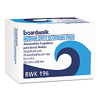 Boardwalk&reg; Medium Duty Scour Pads, Green, 6 x 9, 20 Pads (BWK196)