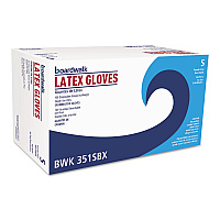 Boardwalk Powder-Free Latex Exam Gloves, Small, Natural, 4 4/5 mil, 1,000/Carton (BWK351SCT)