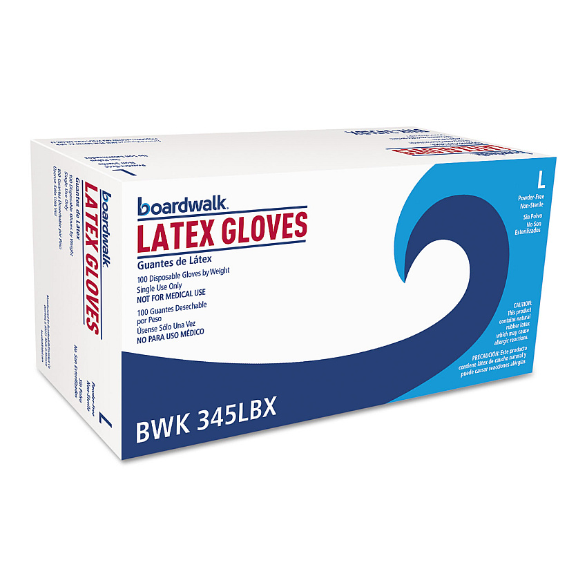 Boardwalk&reg; Powder-Free Latex Gloves, Large, 1000 Gloves (BWK345LCT)