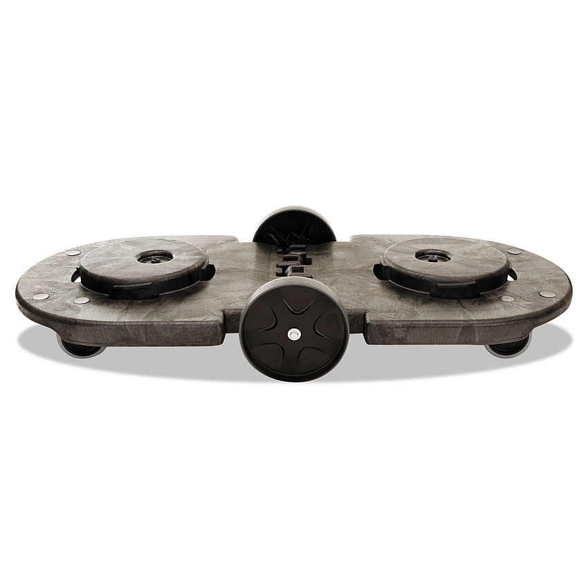 Rubbermaid Commercial BRUTE Tandem Dolly, Two-Container, 300 lb Capacity, 20.25w x 45d x 8h, Black (264600BLA)