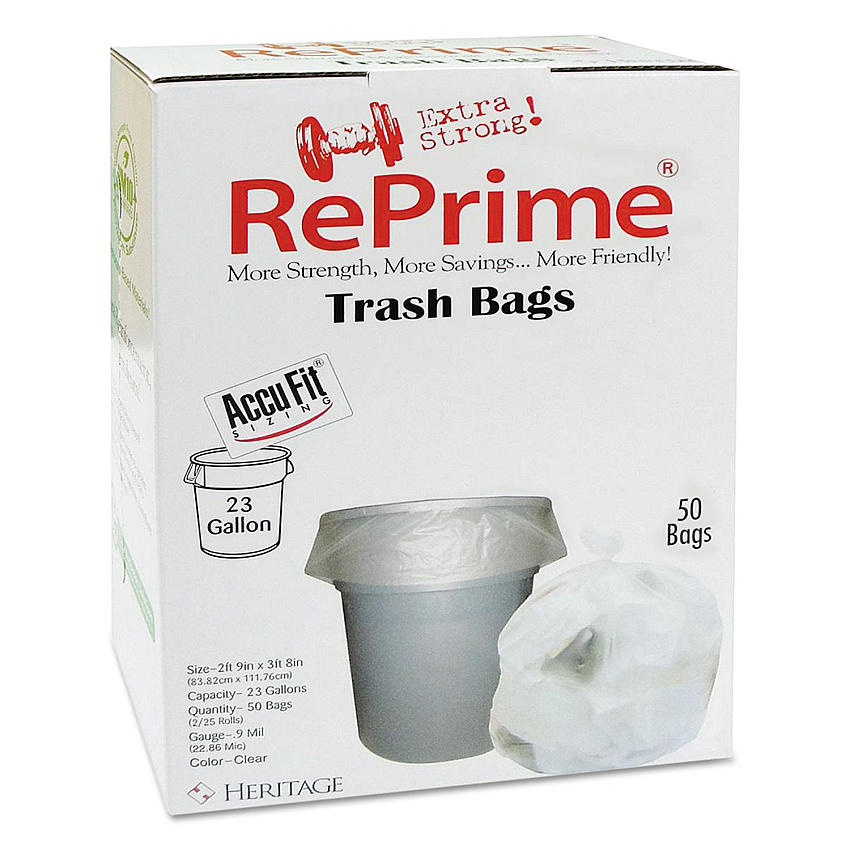 Linear Low Density Can Liners with AccuFit Sizing, 23 gal, 0.9 mil, 28" x 45", Clear, 50 Bags/Box, 6 Boxes/Carton (H5645TCRC1CT)