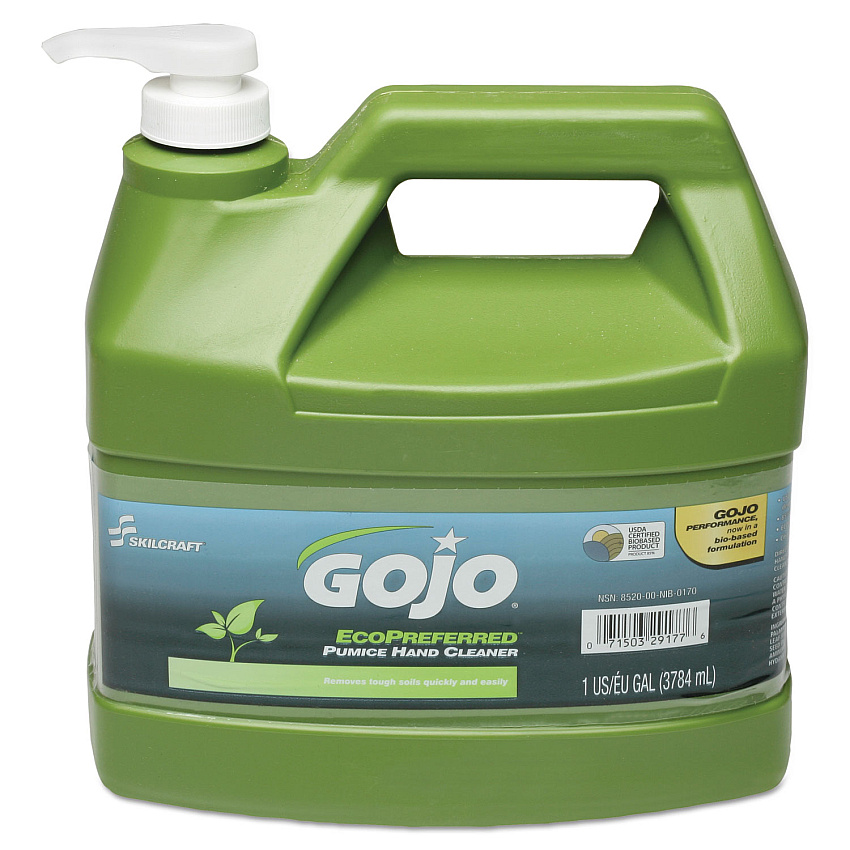 AbilityOne 8520016471708 GOJO SKILCRAFT Ecopreferred Pumice Hand Cleaner, 1 Gal Pump, Lime, 4/BX