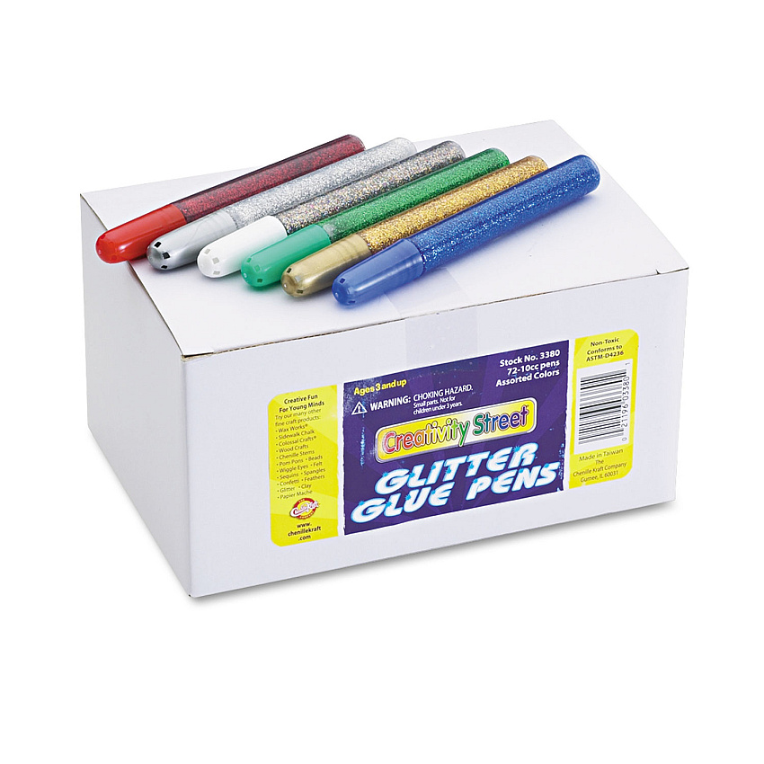 Creativity Street Glitter Glue Pens, Assorted, 10 cc Tube, 72/Pack (338000)