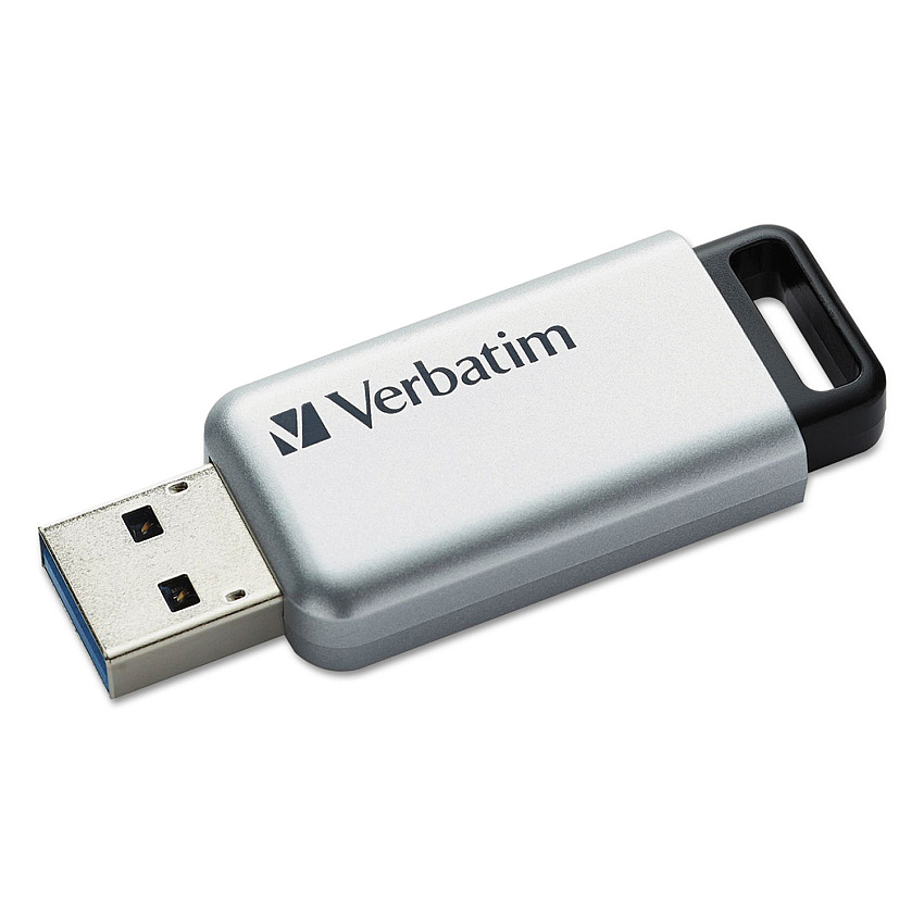 Verbatim Store 'n' Go Secure Pro USB Flash Drive with AES 256 Encryption, 64 GB, Silver (98666)