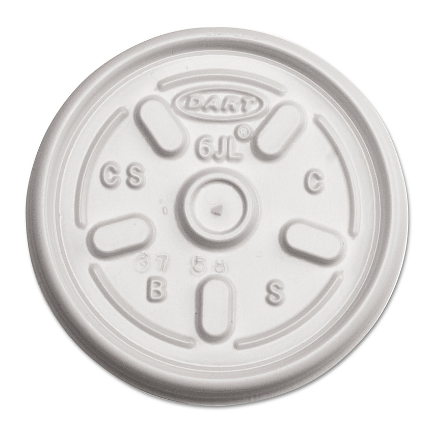 Dart Plastic Lids for Foam Containers, Vented, Fits 3.5-6 oz, White, 100/Pack, 10 Packs/Carton (6JL)