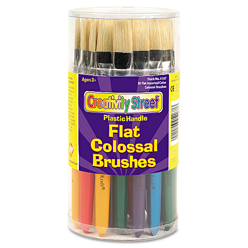 Creativity Street Colossal Brush, Natural Bristle, Flat Profile, 30/Set (5167)