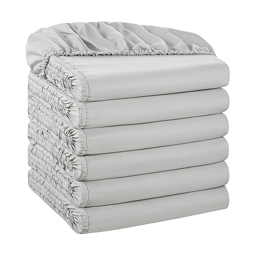 Host & Home Microfiber Fitted Sheets King - Gray W/ Green Hem - Case Of 24 (MFS-788012-GY)