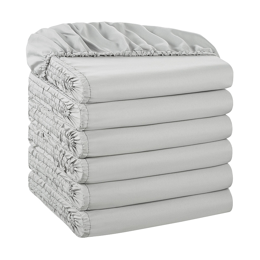Host & Home Microfiber Fitted Sheets King - Gray W/ Green Hem - Case Of 24 (MFS-788012-GY)