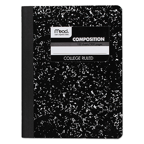 Mead Square Deal Composition Book, Medium/College Rule, Black Cover, (100) 9.75 x 7.5 Sheets (09932)