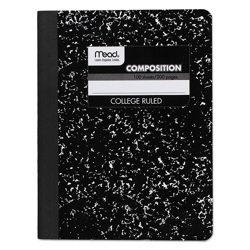 Mead Square Deal Composition Book, Medium/College Rule, Black Cover, (100) 9.75 x 7.5 Sheets (09932)