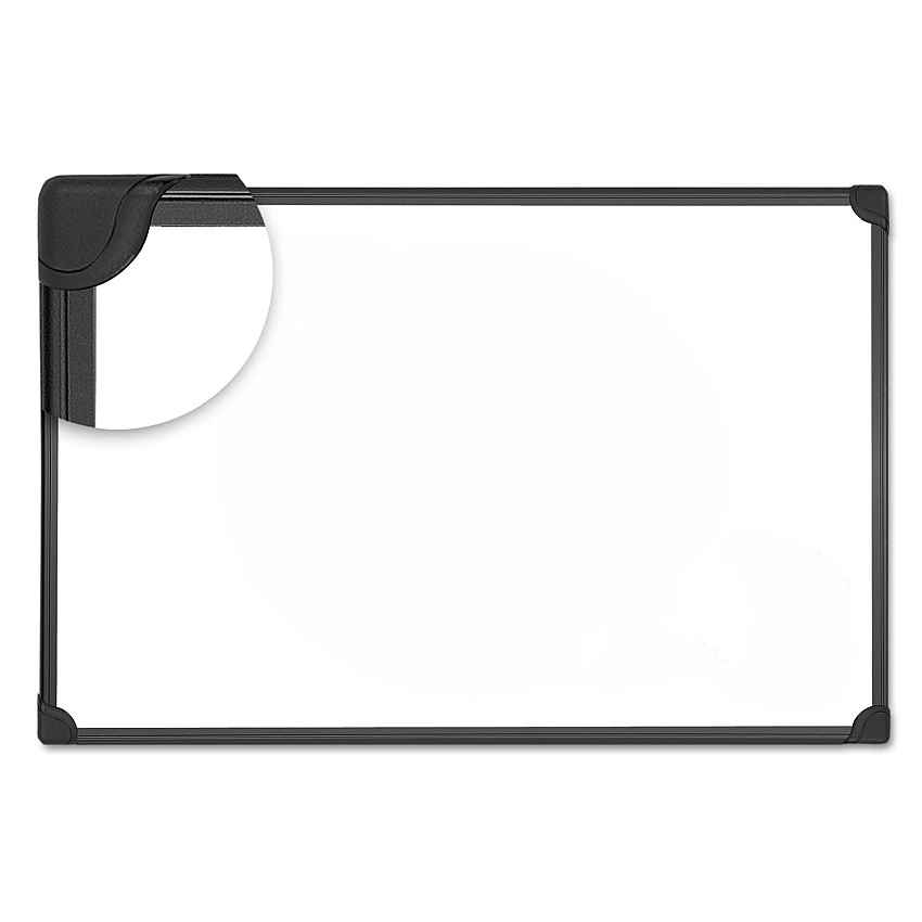 Universal Design Series Deluxe Magnetic Steel Dry Erase Marker Board, 24 x 18, White Surface, Black Aluminum/Plastic Frame (UNV43024)