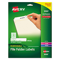 Avery Removable File Folder Labels with Sure Feed Technology, 0.66 x 3.44, White, 30/Sheet, 25 Sheets/Pack (8066)