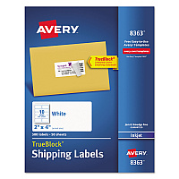Avery Shipping Labels w/ TrueBlock Technology, Inkjet Printers, 2 x 4, White, 10/Sheet, 50 Sheets/Box (8363)