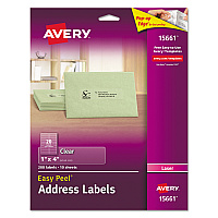 Avery Matte Clear Easy Peel Mailing Labels w/ Sure Feed Technology, Laser Printers, 1 x 4, Clear, 20/Sheet, 10 Sheets/Pack 1" Width x 4" Length - Permanent Adhesive - Rectangle - Laser - Matte - Clear - Film - Permanent Adhesive, Peel & Stick, Pop (15661)