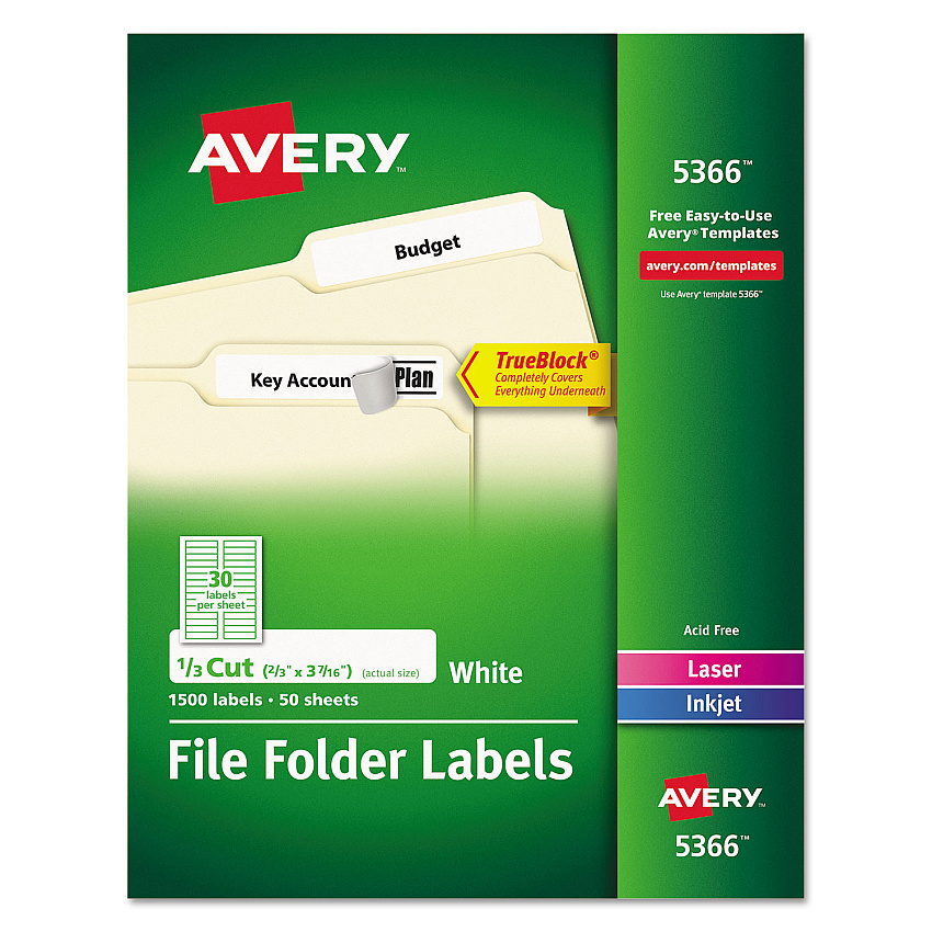 Avery 5366 TrueBlock File Folder Labels