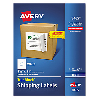 Avery Shipping Labels with TrueBlock Technology, Inkjet Printers, 8.5 x 11, White, 100/Box (8465)