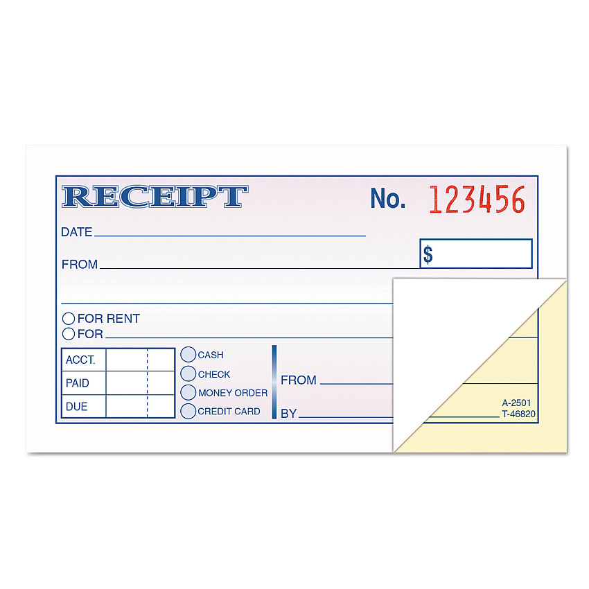 TOPS Money and Rent Receipt Books, Two-Part Carbonless, 4.78 x 2.75, 50 Forms Total (46820)