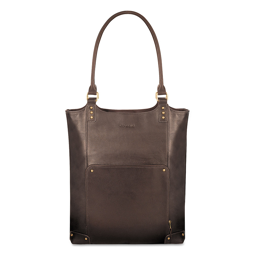 SOLO Executive Leather/Poly Bucket Tote, 16", 15 1/2" x 4 3/4" x 17 1/4", Espresso (VTA8043)