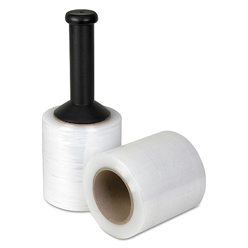 Universal Unstretched Handwrap Film with Reusable Handle-Style Dispenser, 5" x 1,000 ft, 20 mic (80-Gauge), Clear, 12/Carton (UNV051080)