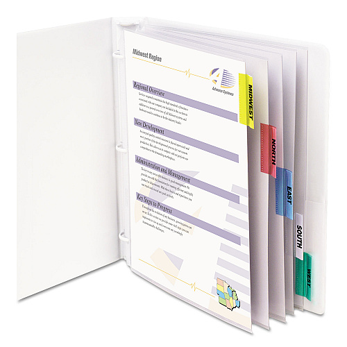 C-Line Sheet Protectors with Index Tabs, Assorted Color Tabs, 2", 11 x 8.5, 5/Set (05550)