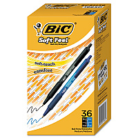 BIC Soft Feel Ballpoint Pen Value Pack, Retractable, Medium 1 mm, Assorted Ink and Barrel Colors, 36/Pack (SCSM361AST)