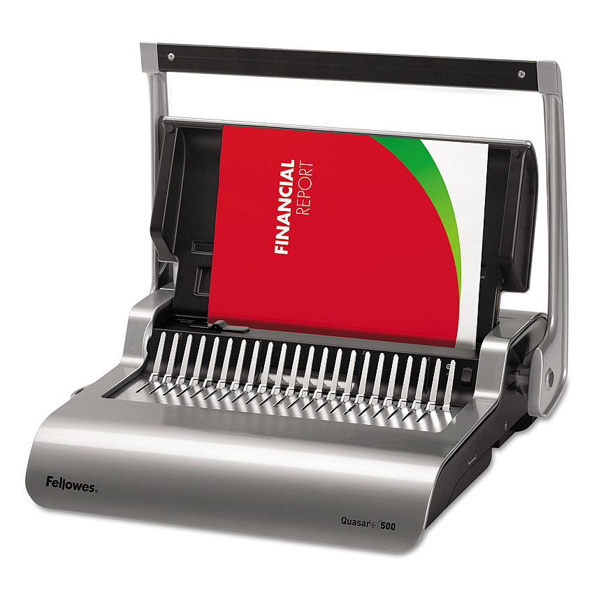 Fellowes Quasar 500 Manual Comb Binding System, 500 Sheets, 18.13 x 15.38 x 5.13, Metallic Gray (5227201)
