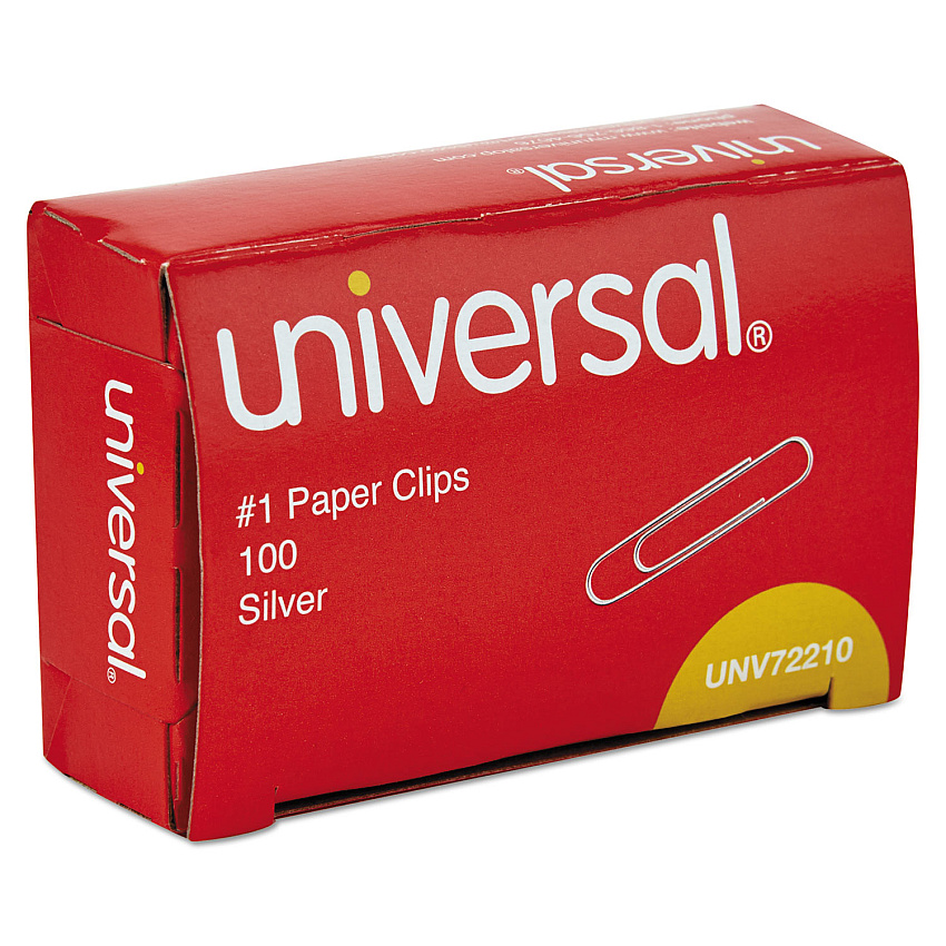 Universal Paper Clips, #1, Smooth, Silver, 100/Box (UNV72210BX)
