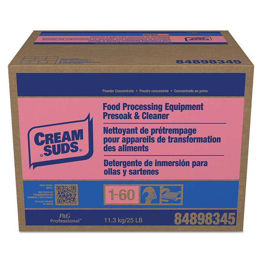 Cream Suds Manual Pot and Pan Presoak and Detergent with Phosphate, Baby Powder Scent, Powder, 25 lb Box (43611)