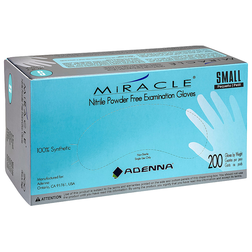 Miracle Nitrile Powder Free 4 Mil Exam Gloves Blue Sm, Case Of 2000 (MIR162)