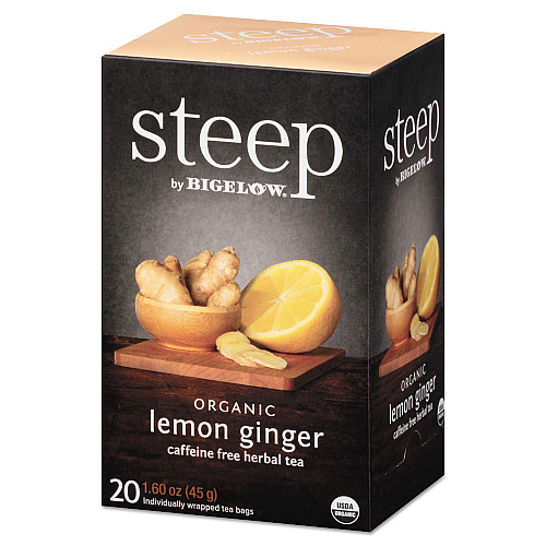 Bigelow steep Tea, Lemon Ginger, 1.6 oz Tea Bag, 20/Box (17704)