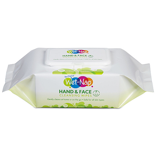 Wet-Nap Hands and Face Cleansing Wipes, 1-Ply, 7 x 6, Fragrance-Free, White, 110/Pack (M970SHPK)