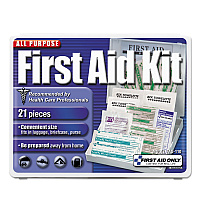 First Aid Only All-Purpose First Aid Kit, 21 Pieces, 4.75 x 3, Plastic Case (110)
