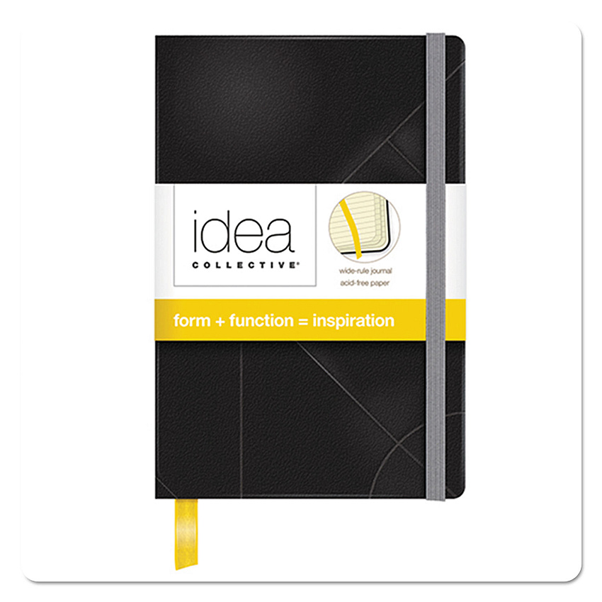 TOPS Idea Collective Journal, Hardcover with Elastic Closure, 1-Subject, Wide/Legal Rule, Black Cover, (96) 5.5 x 3.5 Sheets (56874)