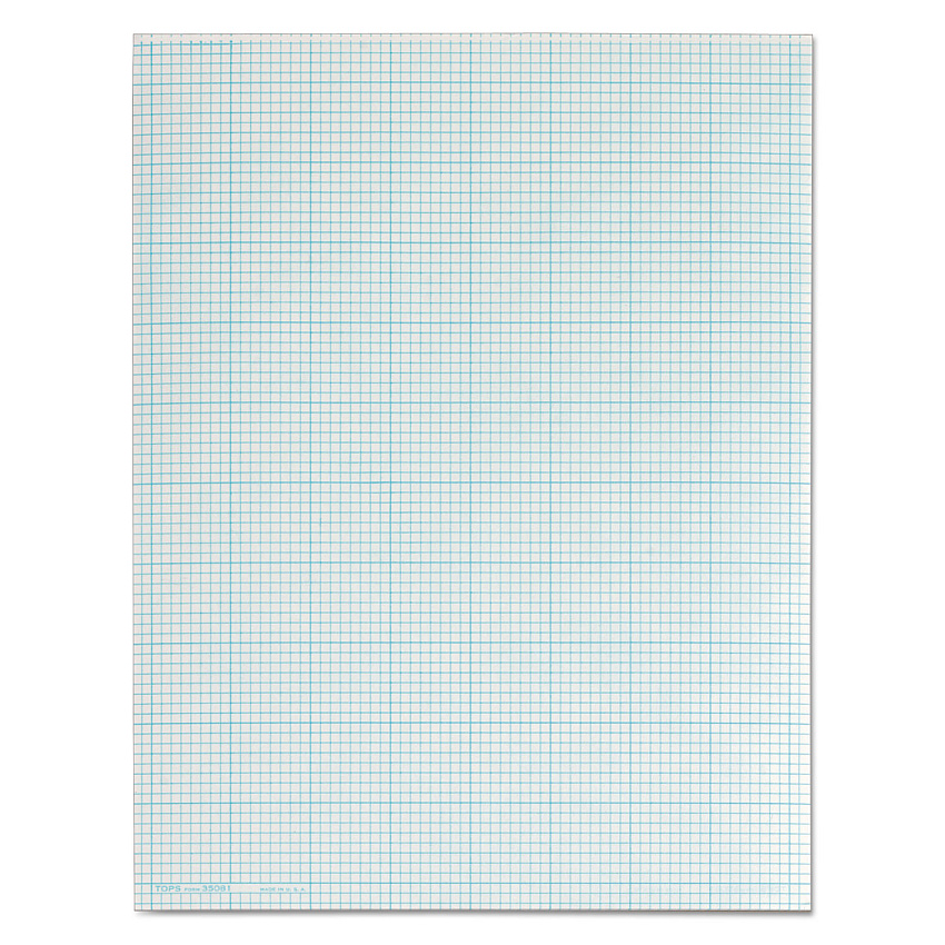 TOPS Cross Section Pads, Cross-Section Quadrille Rule (8 sq/in, 1 sq/in), 50 White 8.5 x 11 Sheets (35081)