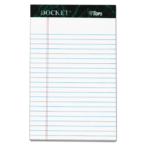 TOPS Docket Ruled Perforated Pads, Narrow Rule, 50 White 5 x 8 Sheets, 6/Pack (63366)