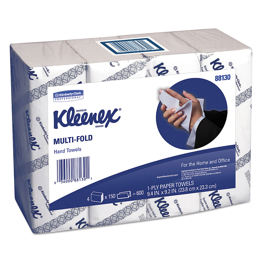 Kleenex&reg; Multifold Paper Towels, 1-Ply, White, 600 Towels (88130)