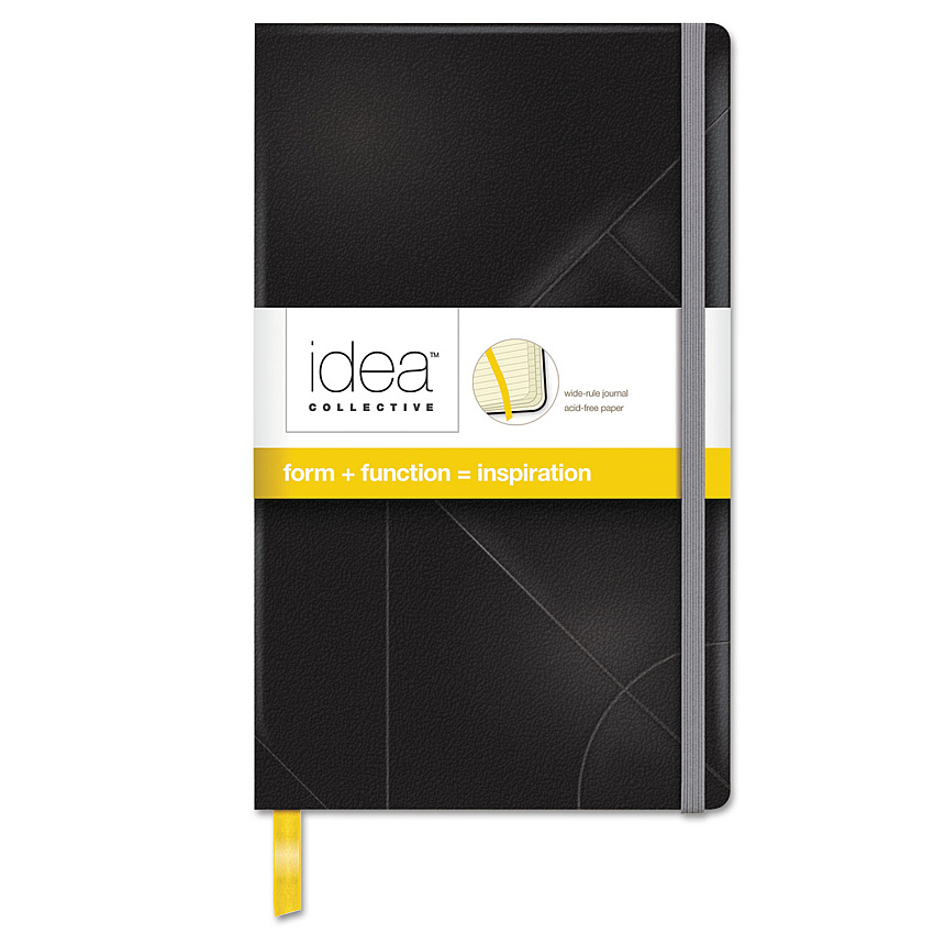 TOPS Idea Collective Journal, Hardcover with Elastic Closure, 1-Subject, Wide/Legal Rule, Black Cover, (120) 8.25 x 5 Sheets (56872)