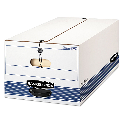 Bankers Box STOR/FILE Medium-Duty Strength Storage Boxes, Legal Files, 15.25" x 24.13" x 10.75", White/Blue, 12/Carton (00705)