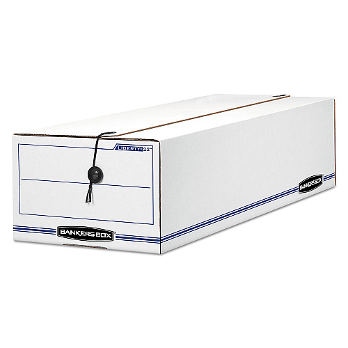 Bankers Box LIBERTY Check and Form Boxes, 9" x 24.25" x 7.5", White/Blue, 12/Carton (00018)