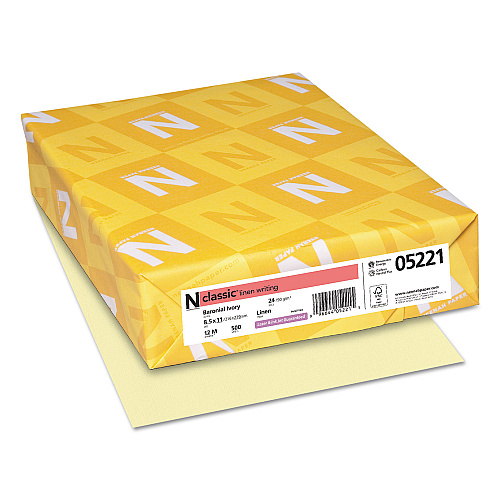 Neenah Paper CLASSIC Linen Stationery, 24 lb Bond Weight, 8.5 x 11, Baronial Ivory, 500/Ream (05221)
