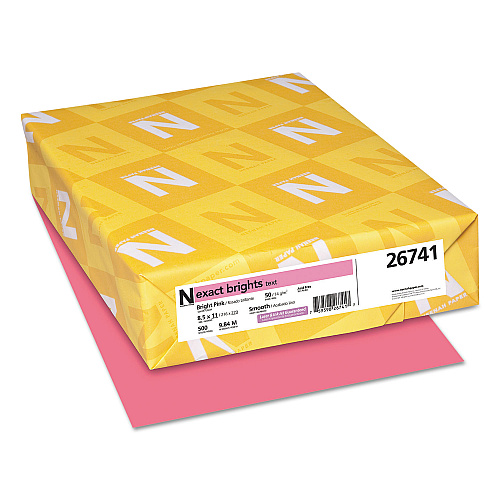 Neenah Paper Exact Brights Paper, 20 lb Bond Weight, 8.5 x 11, Bright Pink, 500/Ream (26741)