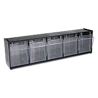 Deflecto Tilt Bin Interlocking Multi-Bin Storage Organizer, 5 Sections, 23.63