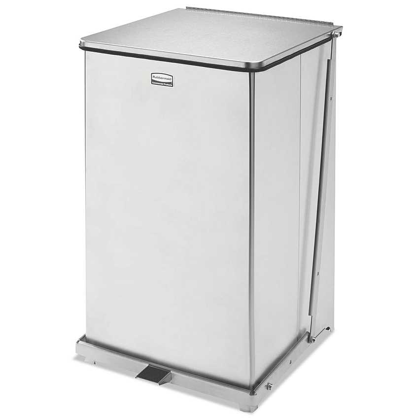 Defenders Heavy-Duty Steel Step Can, 25 gal, Stainless Steel, Stainless Steel
