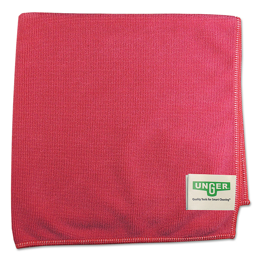 Unger SmartColor MicroWipes 4000, Heavy-Duty, 16 x 15, Red, 10/Pack (MF40R)