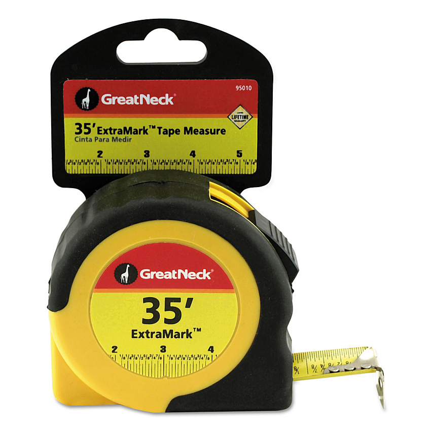 Great Neck ExtraMark Tape Measure, 1" x 35 ft, Steel, Orange/Black (95010)