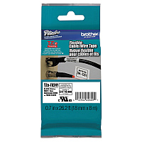 Brother TZe Flexible Tape Cartridge for P-Touch Labelers, 0.7" x 26.2 ft, Black on White (TZEFX241)