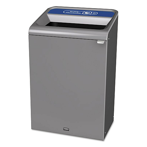 Rubbermaid Commercial Configure Indoor Recycling Waste Receptacle, Mixed Recycling, 33 gal, Metal, Gray (1961629)