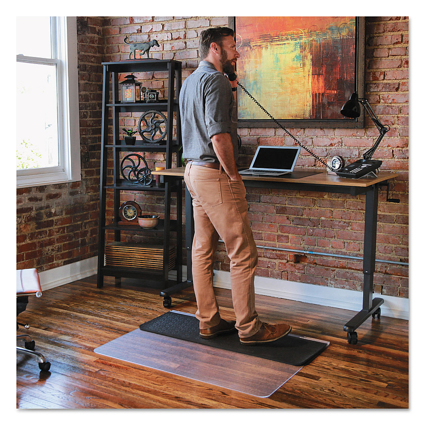 ES Robbins Sit or Stand Mat for Carpet or Hard Floors, 45 x 53, Clear/Black (184603)