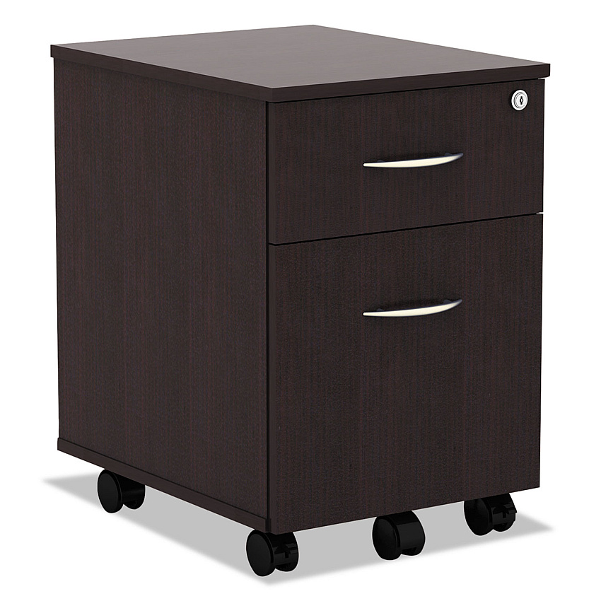 Alera Valencia Series Mobile Pedestal, Left or Right, 2-Drawers: Box/File, Legal/Letter, Espresso, 15.88" x 19.13" x 22.88" (ALEVABFES)